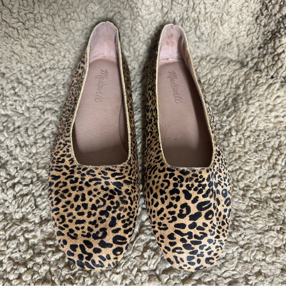 Womens Madewell The Cory Flat in Leopard Calf Hair Size 7.5